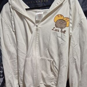 Pusheen Cream Hoodie with Cute Graphic
